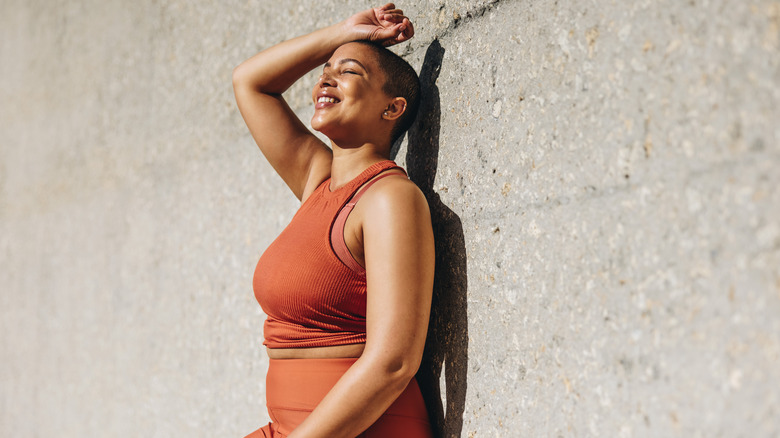 woman relaxing after workout