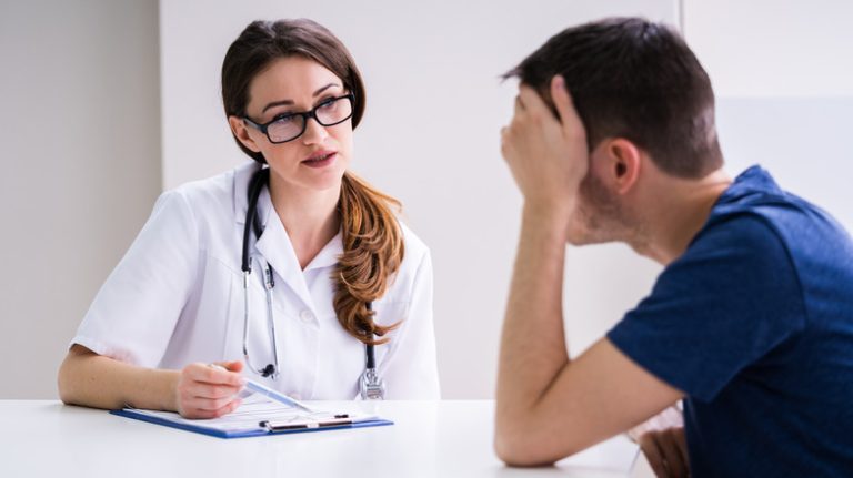 female psychiatrist with male patient