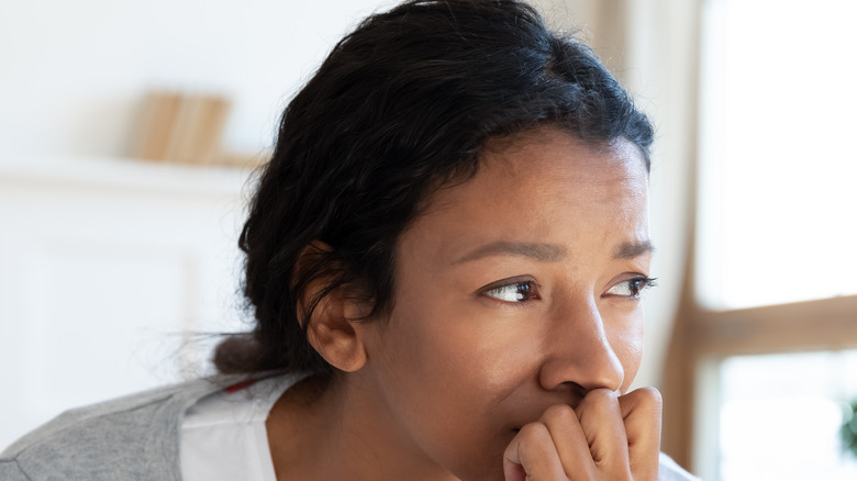 African American woman sad and upset