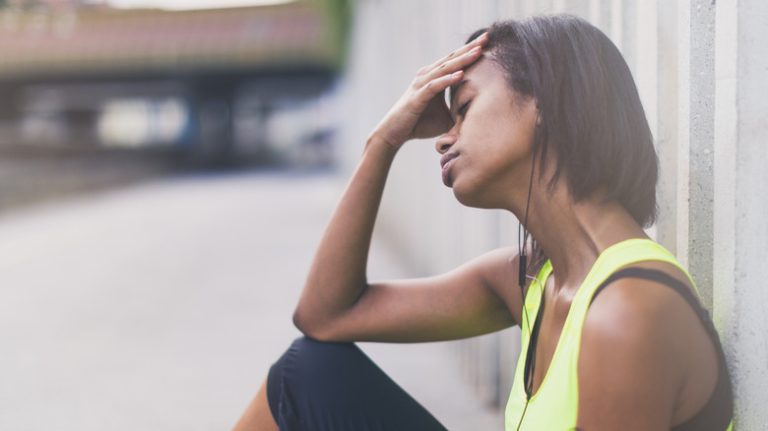 anxious woman after exercise